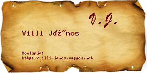Villi János névjegykártya